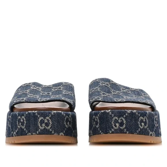 Gucci Denim Logo Slide Sandals. Size 8 - Picture 3 of 7